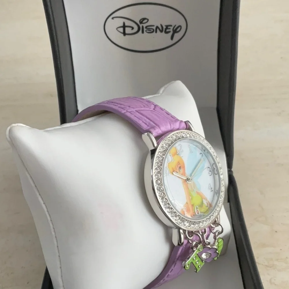 Tinkerbell Watch Disney Charms Wristwatch Tinker Bell Fairy Crystals Vintage